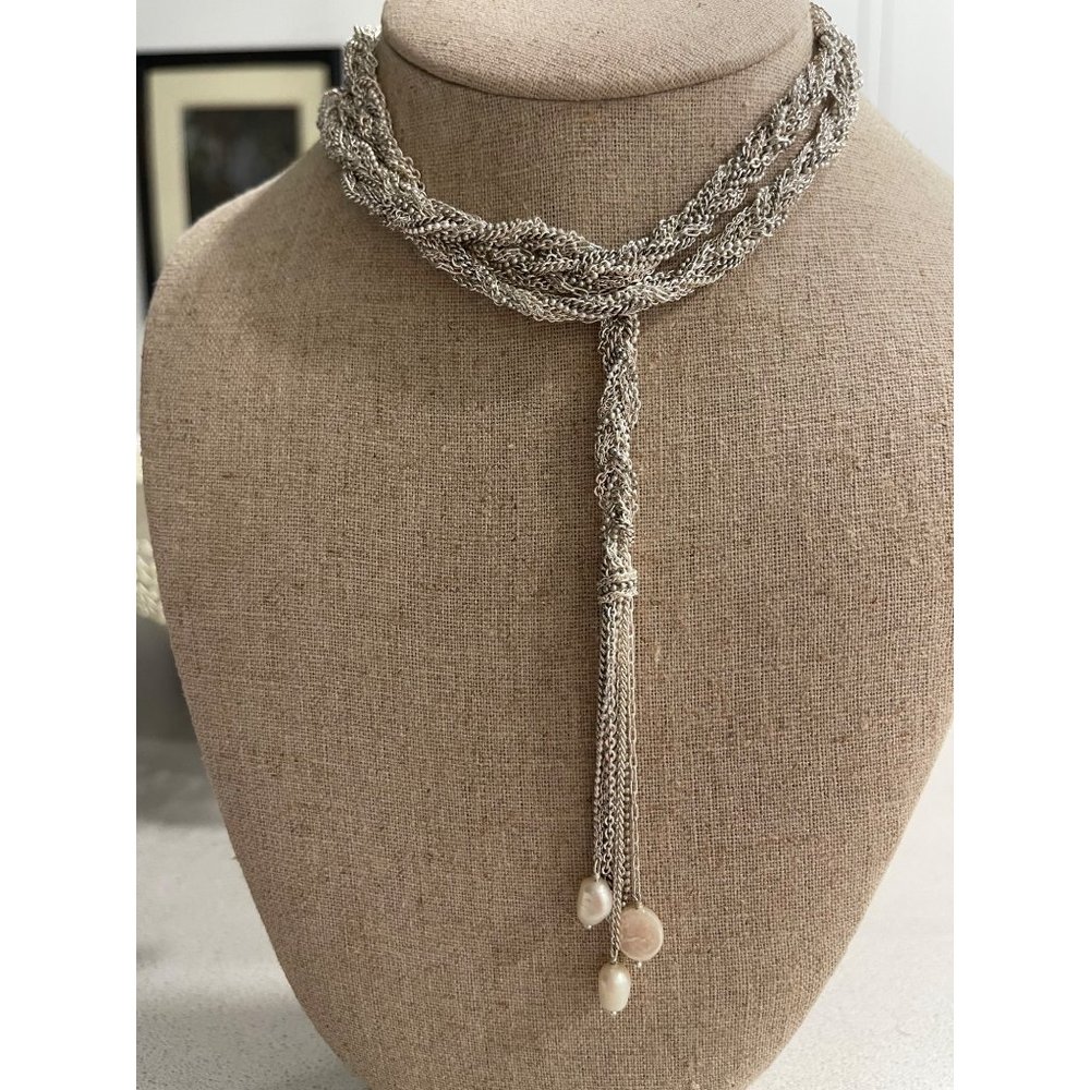 Stella & Dot Silver Necklace with Pearls